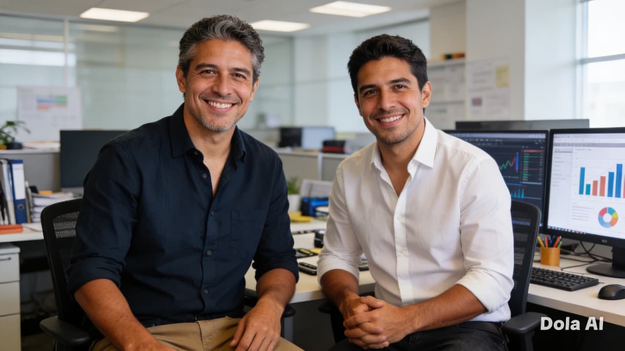 Profesional latino sonriendo en oficina